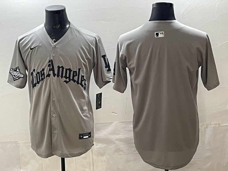 Men 2026 Los Angeles Dodgers Blank Grey Five generations Nike MLB Jersey style 002->los angeles dodgers->MLB Jersey